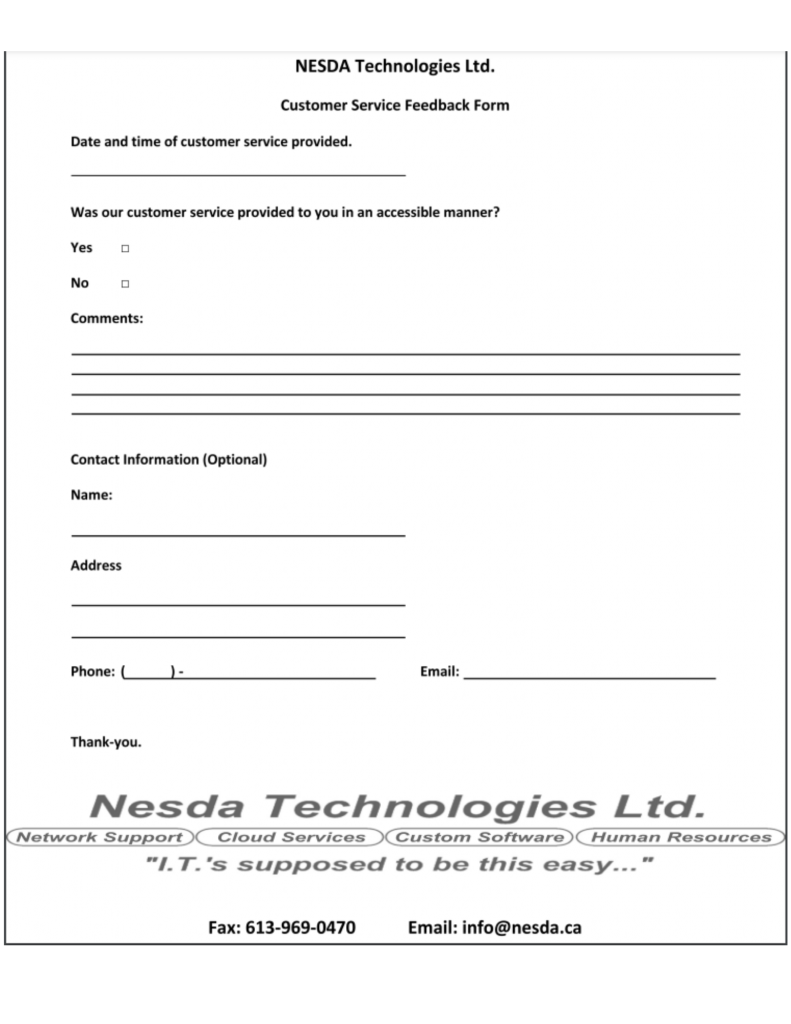 Feedback form